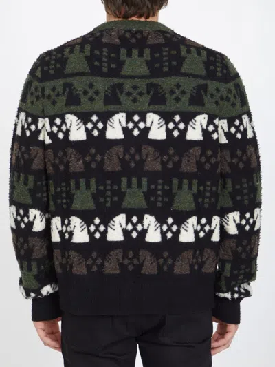 Burberry Embroidered Wool Chess Crewneck Sweater