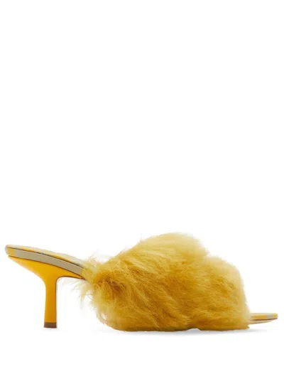 Burberry Jackie Shearling And Leather Mules