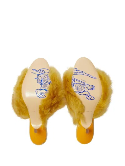 Burberry Jackie Shearling And Leather Mules