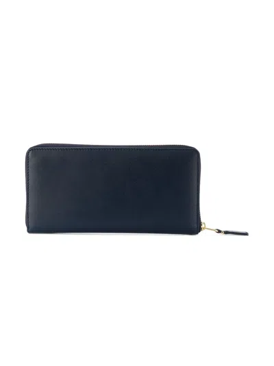 Comme Des Garçons Wallet Navy Leather Zip Around Wallet