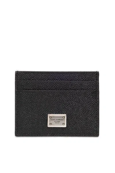 Dolce & Gabbana Black Textured Calf Leather Bi-fold Wallet