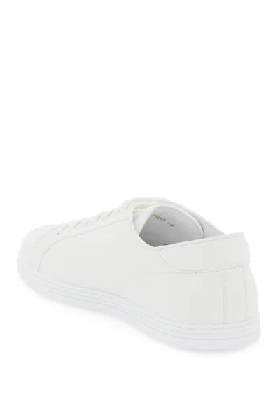 Dolce & Gabbana Portofino White Monocrom Low Top Sneakers With Logo Plaque In Leather Man
