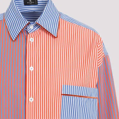 Etro Oversized Striped Cotton Poplin Patchwork-style Shirt