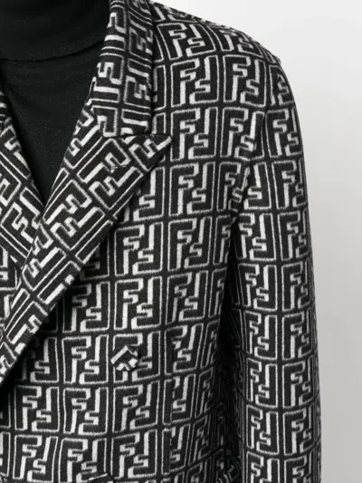 Fendi Ff-print Double-breasted Reversible Coat