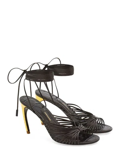 Ferragamo Dark Brown Leather Atena Sandals