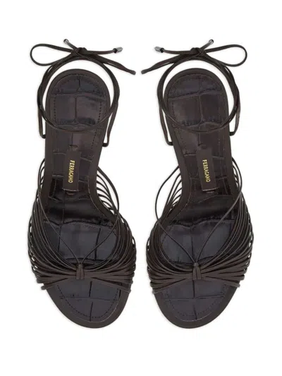 Ferragamo Dark Brown Leather Atena Sandals