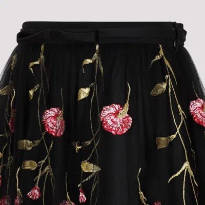 Giambattista Valli Floral-embroidered Tulle Maxi Skirt