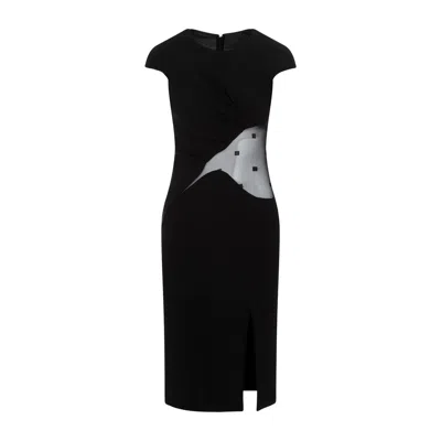 Givenchy Womens Black Semi-sheer Cut-out Woven Midi Dress