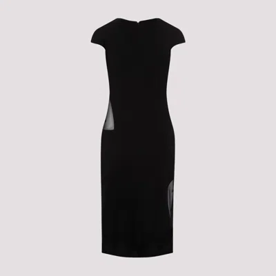 Givenchy Womens Black Semi-sheer Cut-out Woven Midi Dress