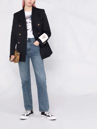 Golden Goose Deluxe Brand Dark Blue Diva Double-breasted Blazer In Black