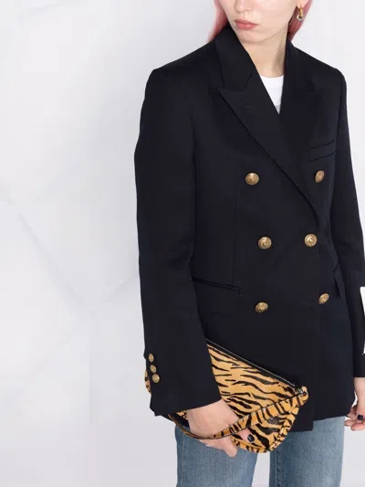 Golden Goose Deluxe Brand Dark Blue Diva Double-breasted Blazer In Black