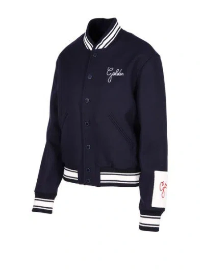 Golden Goose Dark Blue Virgin Wool Bomber Jacket
