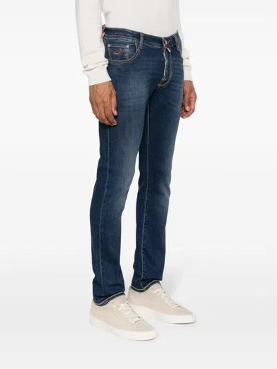 Jacob Cohen Indigo Blue Cotton Blend Denim Jeans