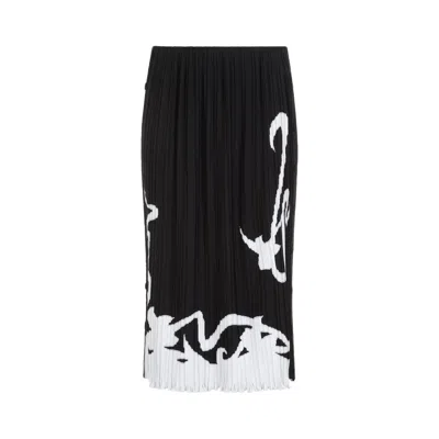 Lanvin Pleated Long Skirt Abstract Pattern