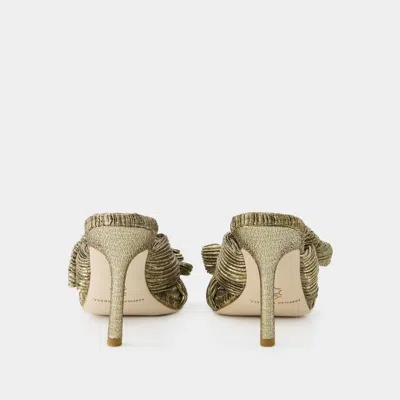 Loeffler Randall Claudia Pleated Skinny Heel Mule In Gold Golden Metallic