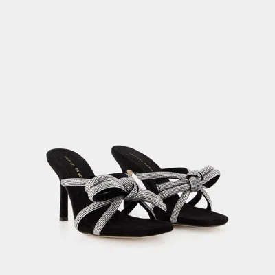 Loeffler Randall Margi Leather Bow Heeled Sandals Black 9