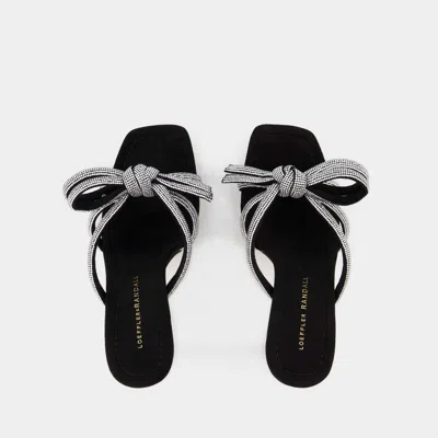 Loeffler Randall Margi Leather Bow Heeled Sandals Black 9