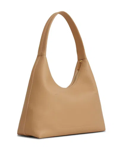 Mansur Gavriel Luxury Soft Calf Leather Crossbody Hobo Bag In Sand