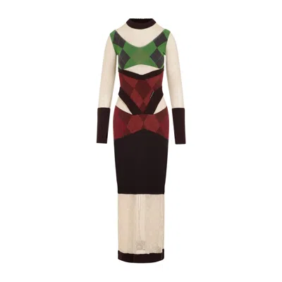 Marine Serre Regenerated Lozenge-knit Midi Dress