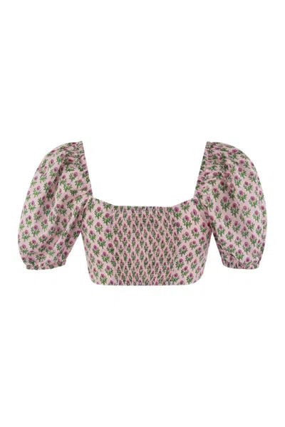 Mc2 Saint Barth Crop Top With Floral Print