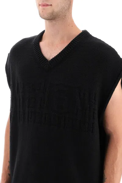 Mm6 Maison Margiela Wool Vest With Embossed Numeric Logo