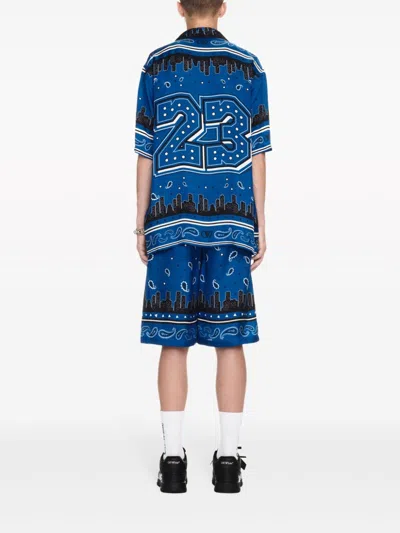 Off-white Sustainable Viscose Bermuda Shorts With Bandana Print In Multi
