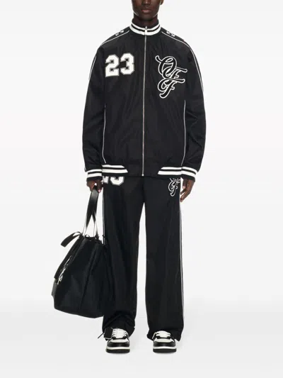Off-white Nylon Varsity Jacket With Frontal Logo Patch