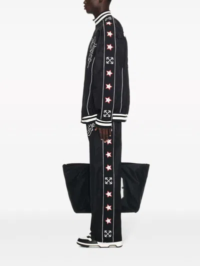 Off-white Nylon Varsity Jacket With Frontal Logo Patch