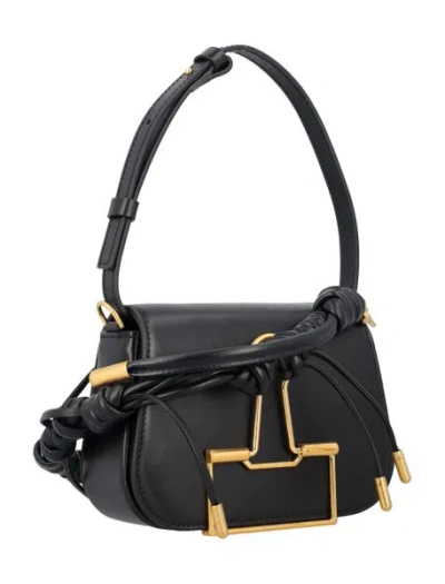 Off-white Leather Skeleton Binder Shoulder Bag With Golden Detail