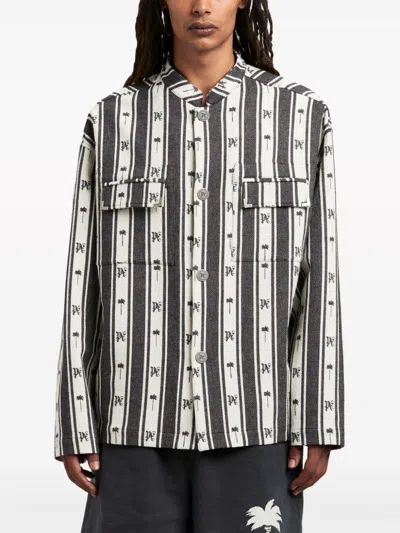 Palm Angels Monogram Jacquard Striped Overshirt