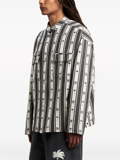 Palm Angels Monogram Jacquard Striped Overshirt