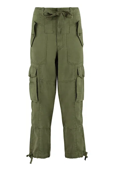 Polo Ralph Lauren Green Cargo Tapered Pants With Drawstring In Lyocell Blend Woman