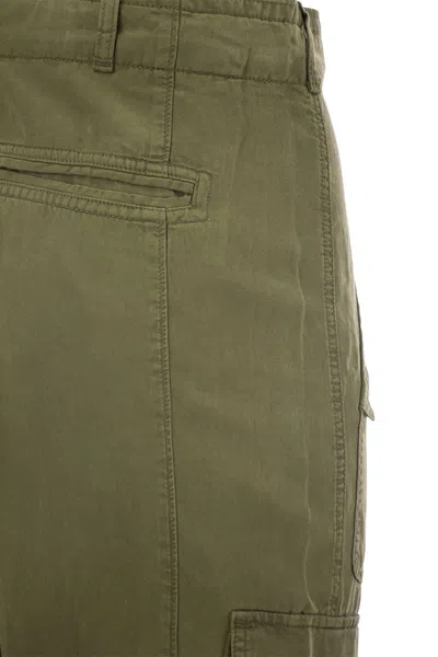 Polo Ralph Lauren Green Cargo Tapered Pants With Drawstring In Lyocell Blend Woman