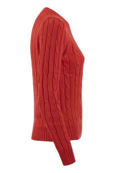 Polo Ralph Lauren Slim-fit Cable Knit Sweater In Red