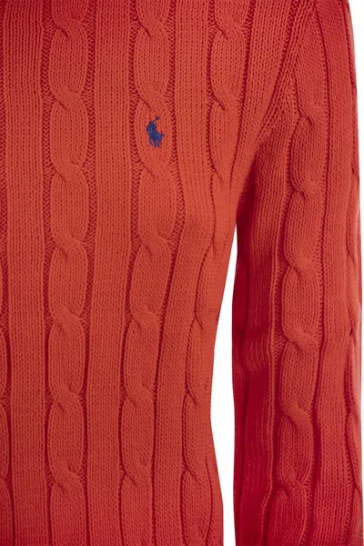 Polo Ralph Lauren Slim-fit Cable Knit Sweater In Red