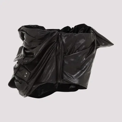 Rick Owens Black Draper Bustier Calf Leather Top
