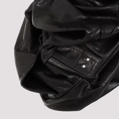 Rick Owens Black Draper Bustier Calf Leather Top
