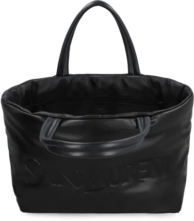 Saint Laurent Logo-debossed Glossed-shell Tote Bag