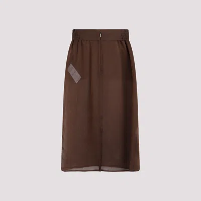 Saint Laurent Sheer Silk Midi Skirt With Elastic Waistband