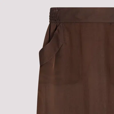 Saint Laurent Sheer Silk Midi Skirt With Elastic Waistband