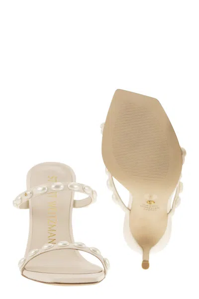 Stuart Weitzman Pearlita Square Toe Sandal With Stiletto Heel