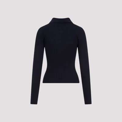 Theory Slim Ribbed Dark Navy Viscose Polo