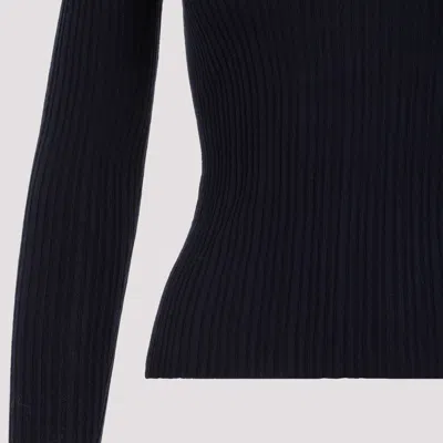 Theory Slim Ribbed Dark Navy Viscose Polo