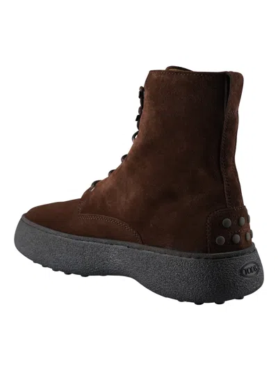 Tod's Striped Suede Ankle Boots With Chunky Rubber Sole For Men