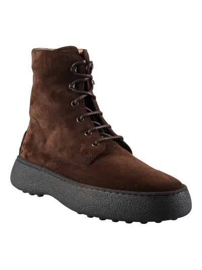Tod's Striped Suede Ankle Boots With Chunky Rubber Sole For Men