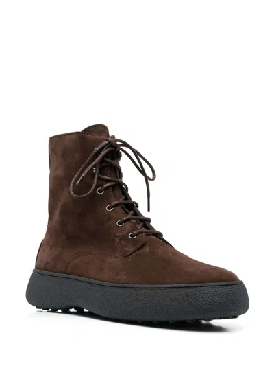 Tod's Striped Suede Ankle Boots With Chunky Rubber Sole For Men