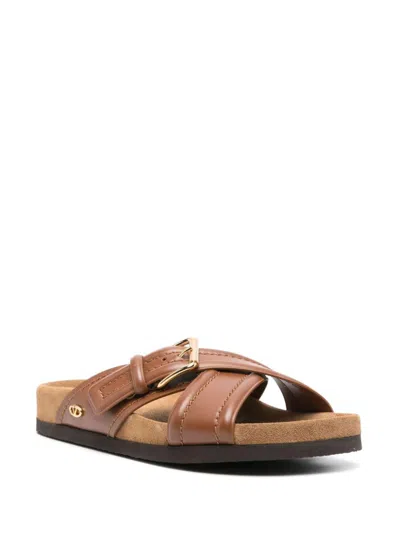 Valentino Vlogo-plaque Leather Slides