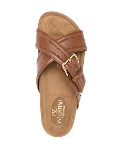 Valentino Vlogo-plaque Leather Slides
