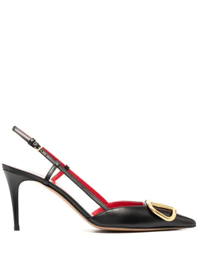 Valentino Garavani Vlogo Signature Satin Slingback Pumps 80mm Woman Black 40.5