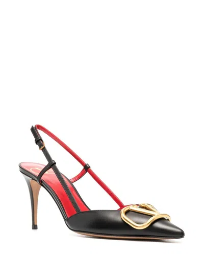 Valentino Garavani Vlogo Signature Satin Slingback Pumps 80mm Woman Black 40.5